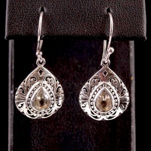 White Topaz Sterling Silver Dangle Earrings